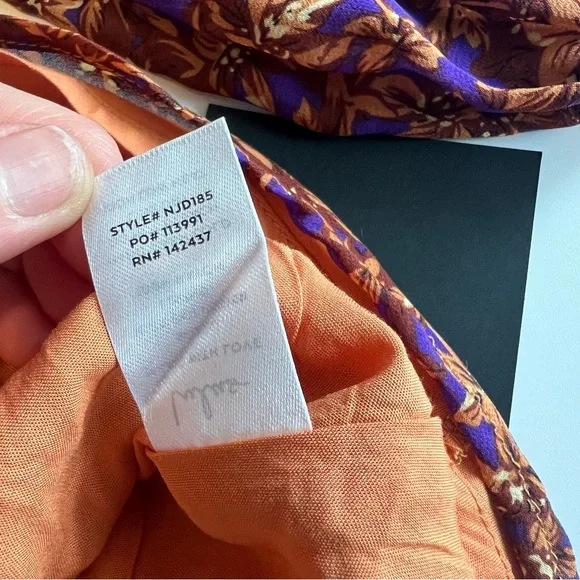 Lulus Dress Size Medium Purple Orange Floral Cutout Tie Front Balloon Sleeve - Picture 9 of 13